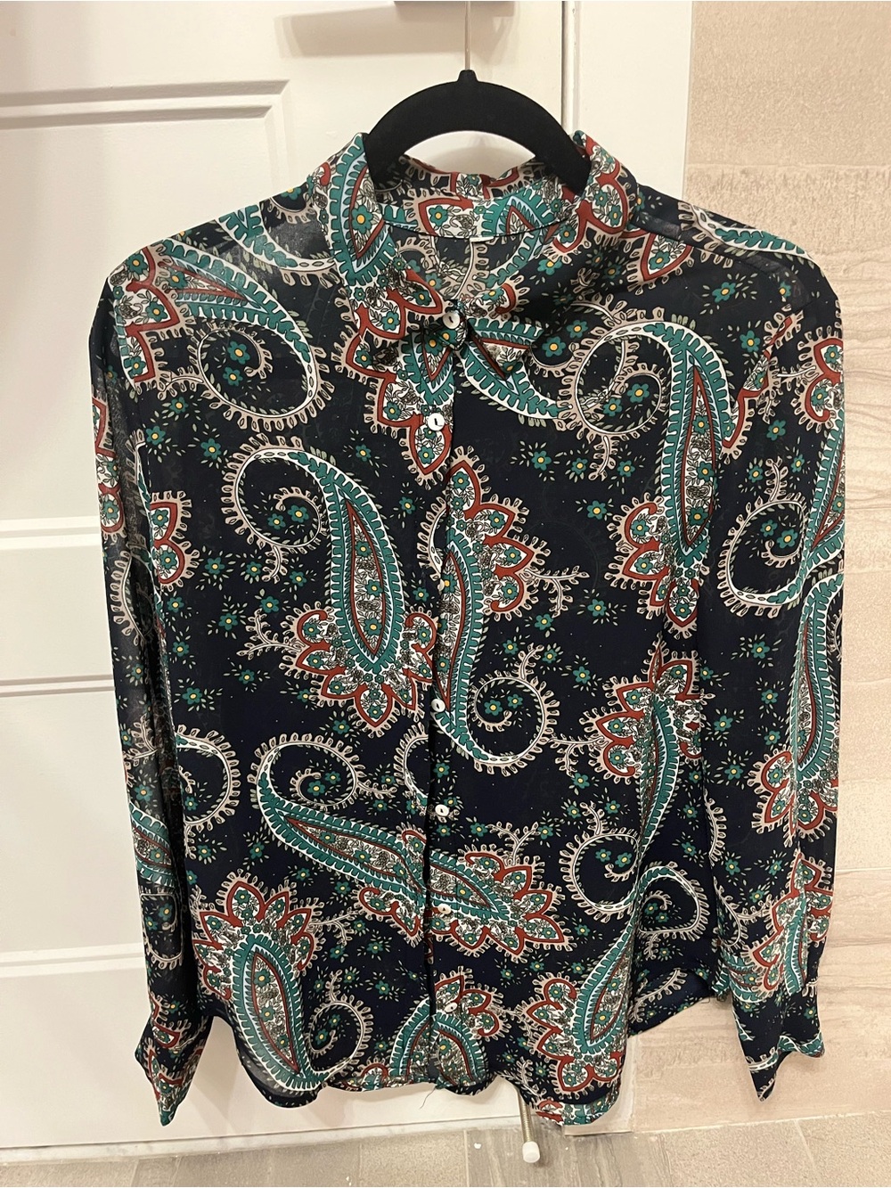 Paisley Button-Down Shirt Sheer